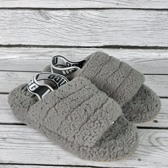 UGG Australia Fluff Yeah Women's Size 5 US Gray Slide Slingback Sandals - Picture 3 of 10